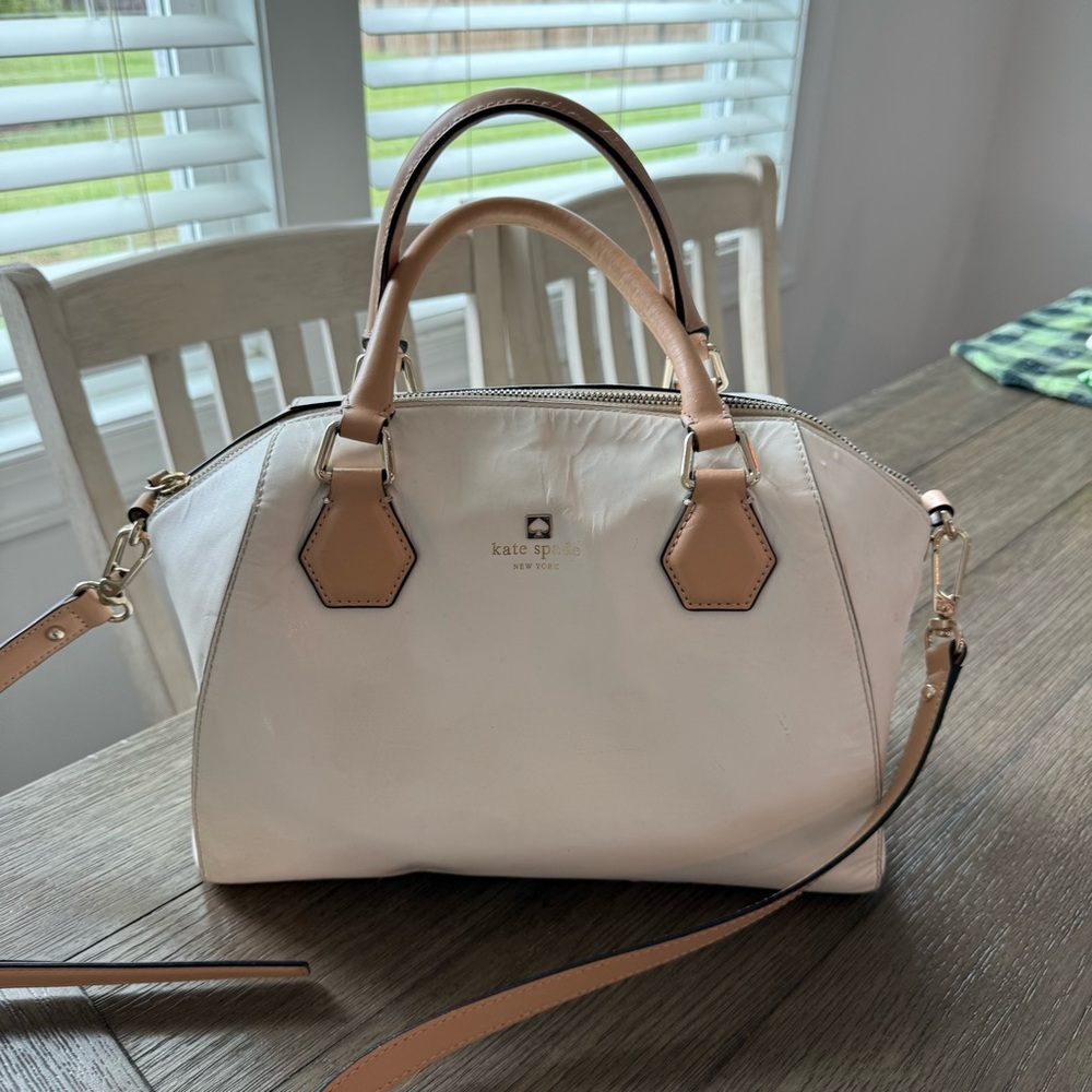 Kate Spade Cream and Tan Leather Satchel